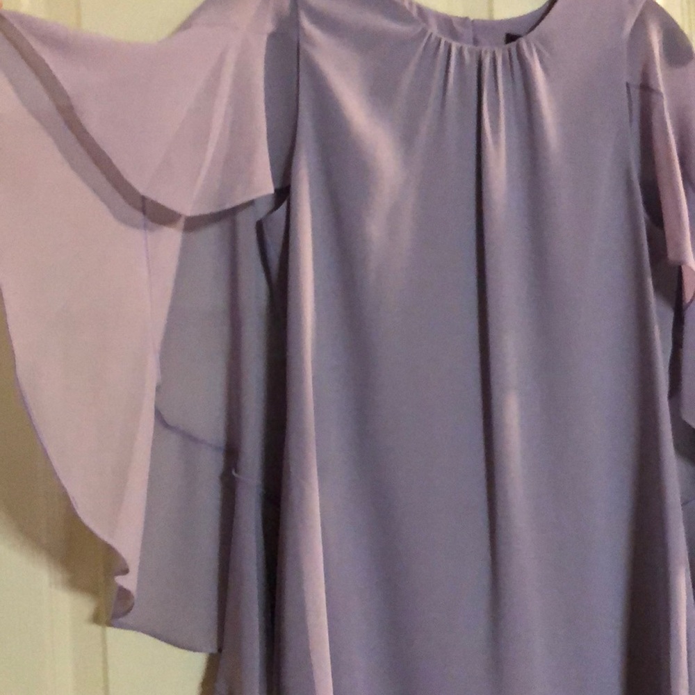 BCBG MAXAZRIA Cape Sleeve A-Line Lavender Dress - Picture 4 of 5